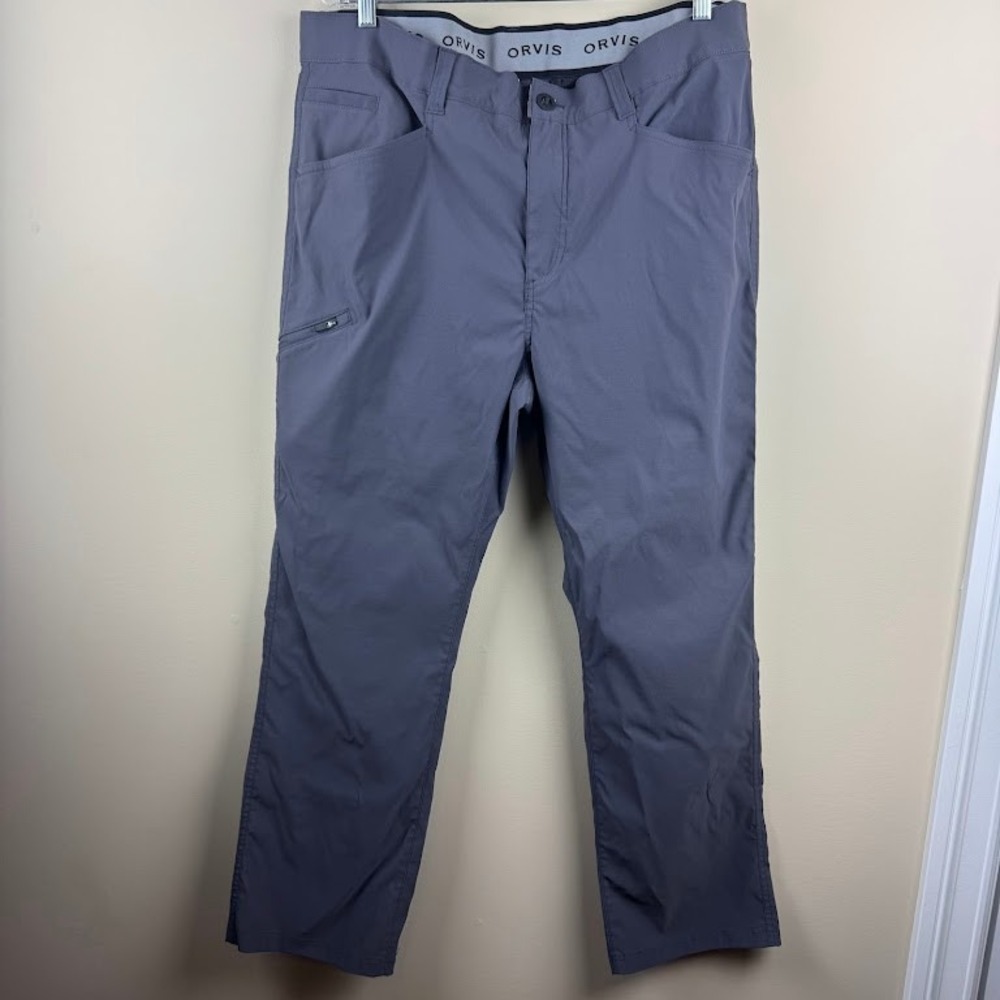 Orvis Mens Tech Performance Pants Charcoal Gray Size 38x30 Stretch Hiking Travel